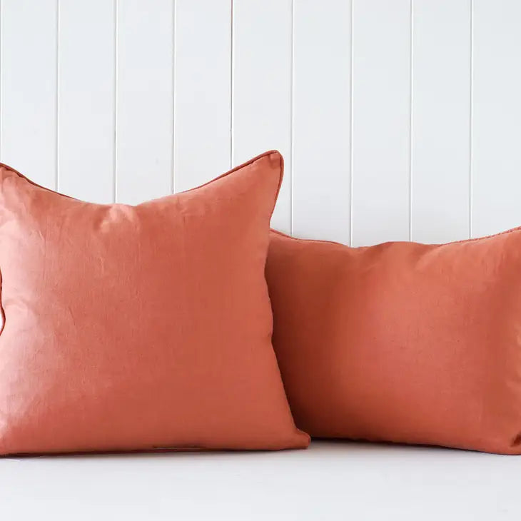 Indoor Cushion - Linen Feather Insert - Terracotta - 50x50cm