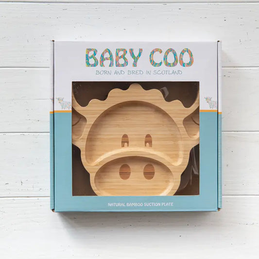 Baby Coo - Highland Cow Bamboo Suction Plate & Gift Box