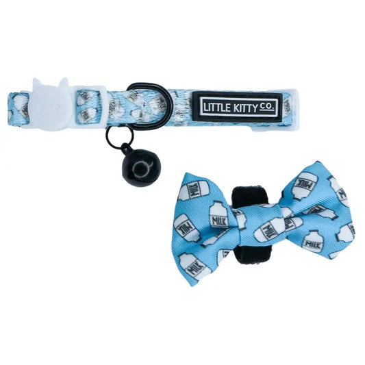 CAT COLLAR & BOW TIE: Milk