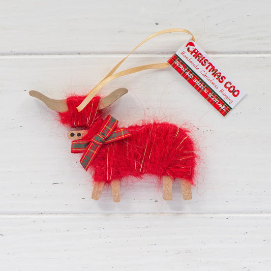 Christmas Coo - Handmade Highland Cow Christmas Hangings