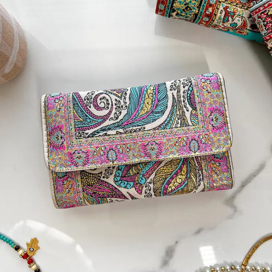 Pink Wallet, Small Handmade Wallet, Boho Style