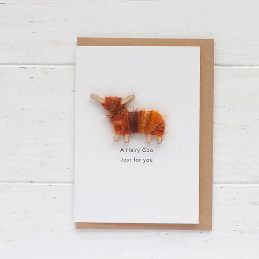 Handmade Hairy Coo Greetings Card