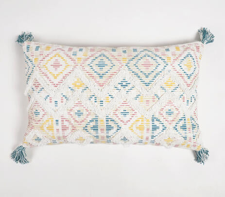 Handwoven Geometric Cotton Cushion Cover 66x40cm