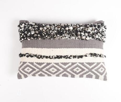 Handwoven Textured Monochrome Patterned Cushion Cover  60x42cm