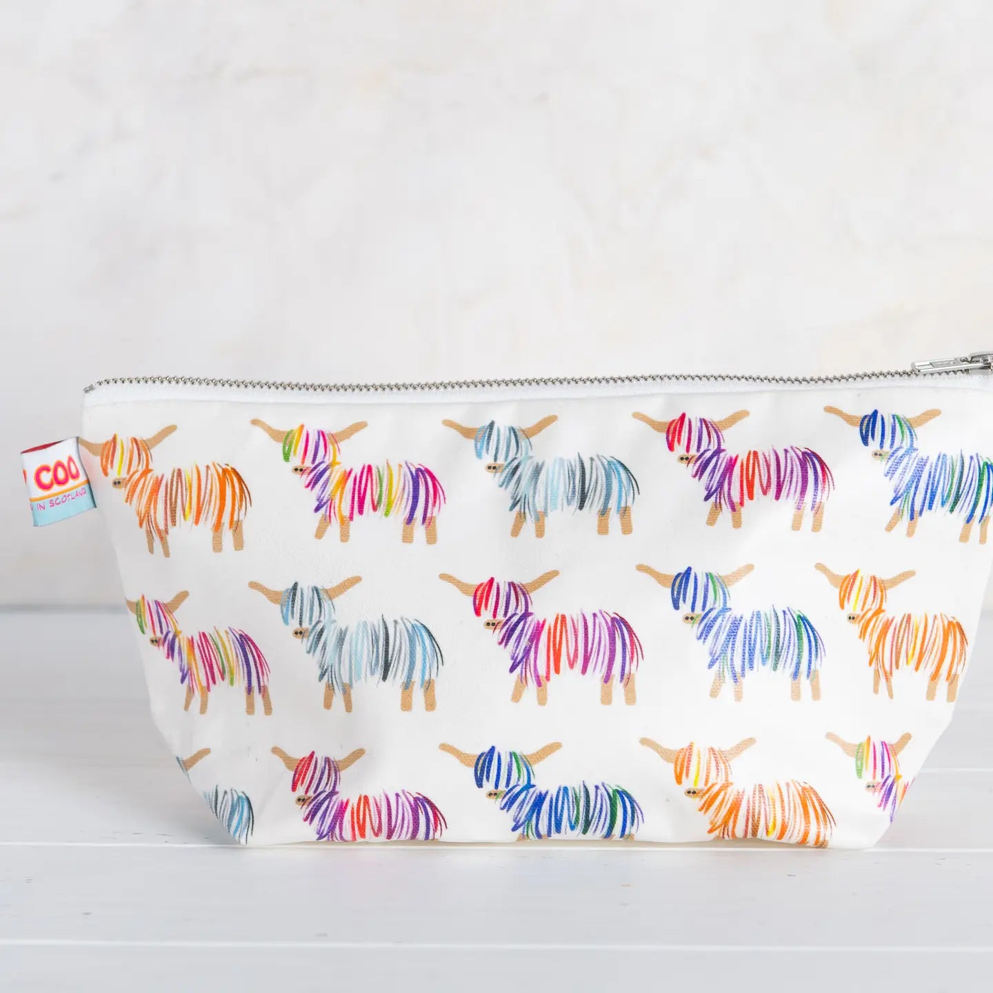 Highland Cow Wash Bag - Born and Bred in Scotland