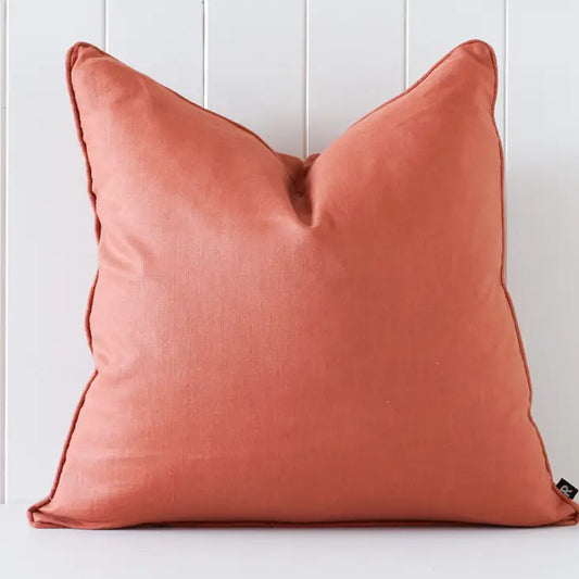 Indoor Cushion - Linen Feather Insert - Terracotta - 50x50cm