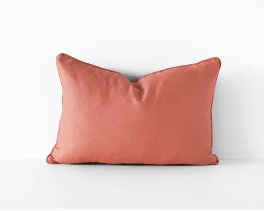 Indoor Cushion - Linen with Feather Insert - Rust - 60x40cm