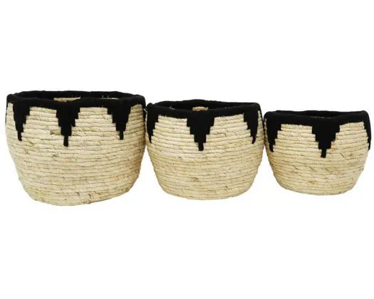 EMMI WOVEN BASKETS - NATURAL & BLACK