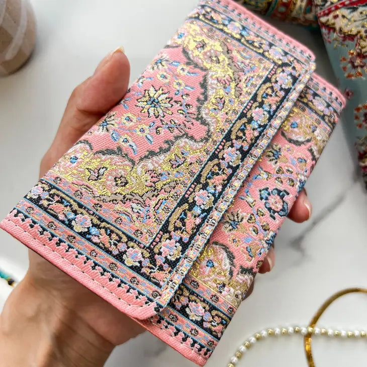 Small Handmade Wallet, Pink Boho Wallet