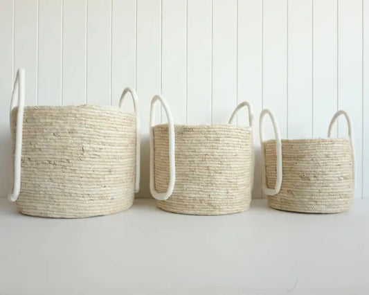 Basket - Stella - Corn Husk - Natural  Baskets- 37x41x30cm (Set of 3)